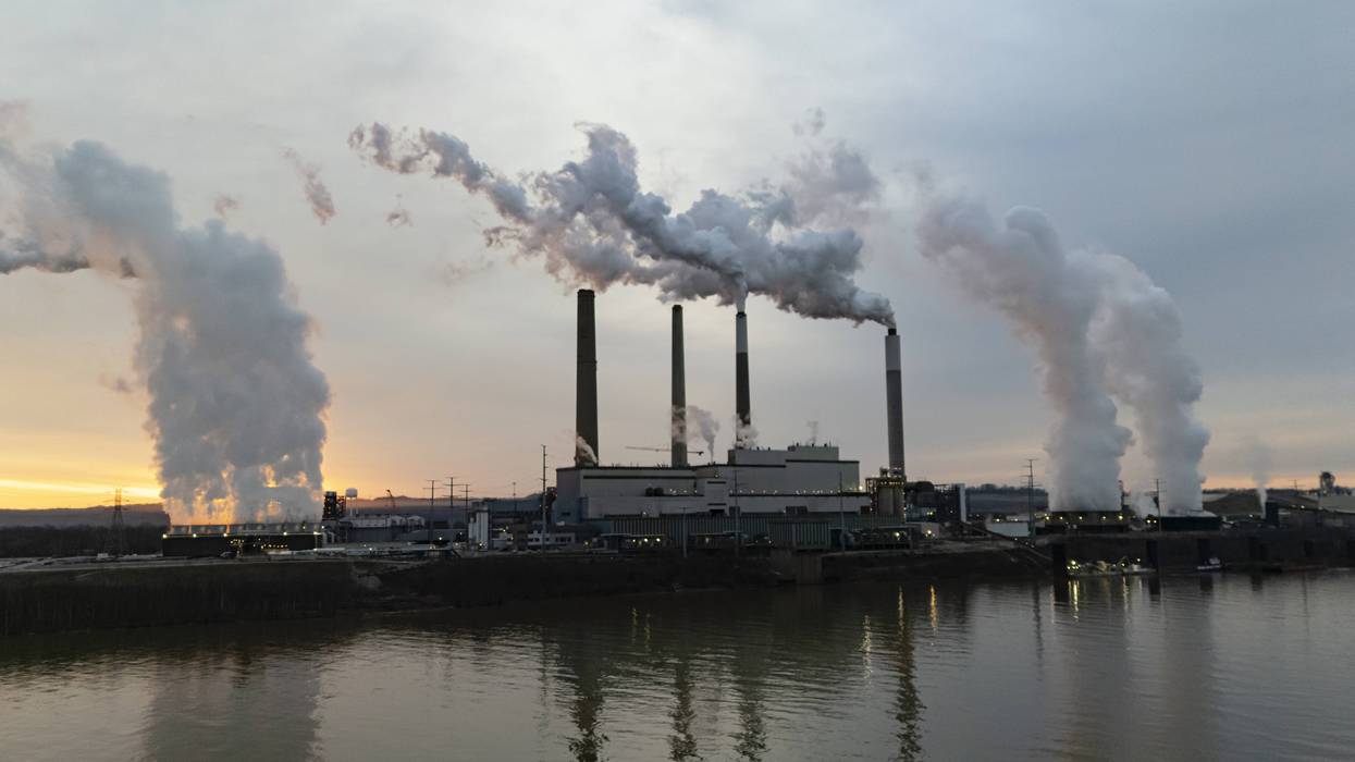 The Mill Creek Generating Station, a coal-fired power plant in Louisville, Kentucky, is seen from Elizabeth, Indiana on February 14, 2026.