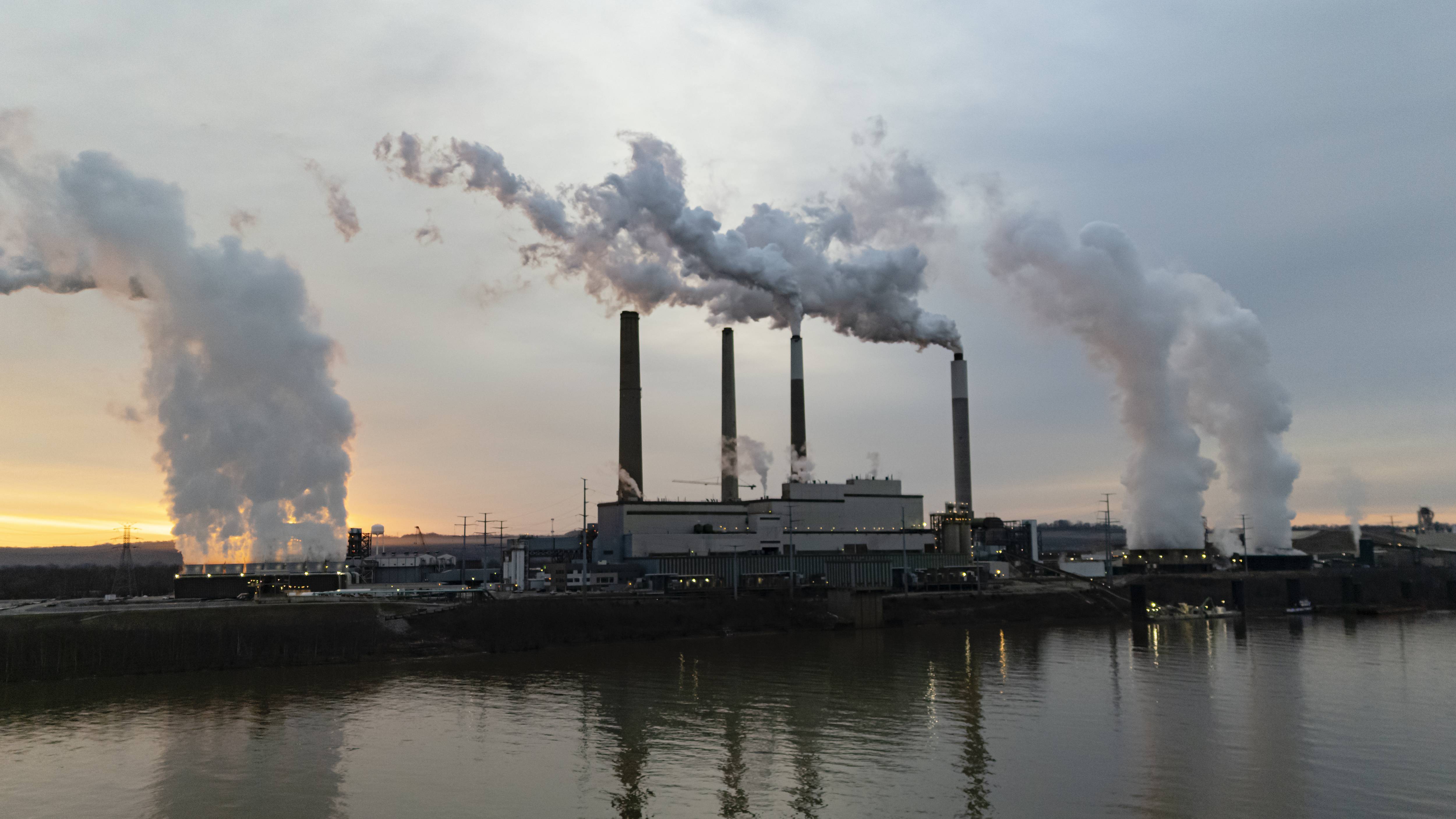 The Mill Creek Generating Station, a coal-fired power plant in Louisville, Kentucky, is seen from Elizabeth, Indiana on February 14, 2026.