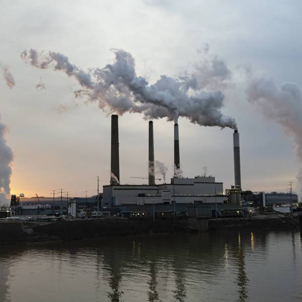 The Mill Creek Generating Station, a coal-fired power plant in Louisville, Kentucky, is seen from Elizabeth, Indiana on February 14, 2026.
