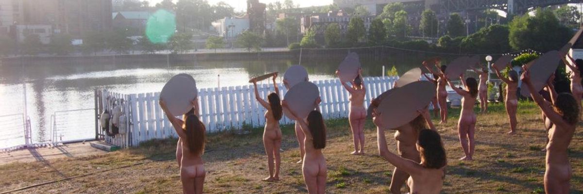100 Naked Women Hold Mirrors Up to RNC to Protest Anti-Women Rhetoric