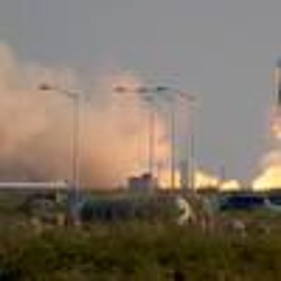 The New Shepard is seen launching into space from Van Horn, Texas