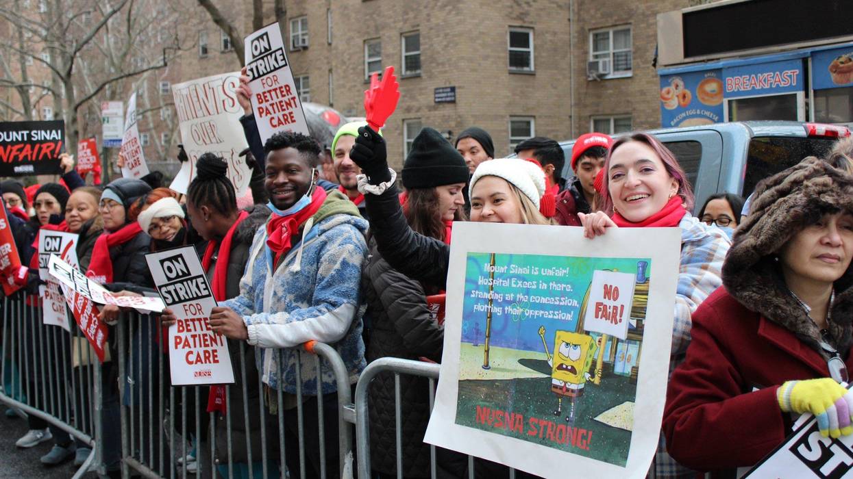 The New York City labor movement supports striking members of the New York State Nurses Association on January 9, 2023.