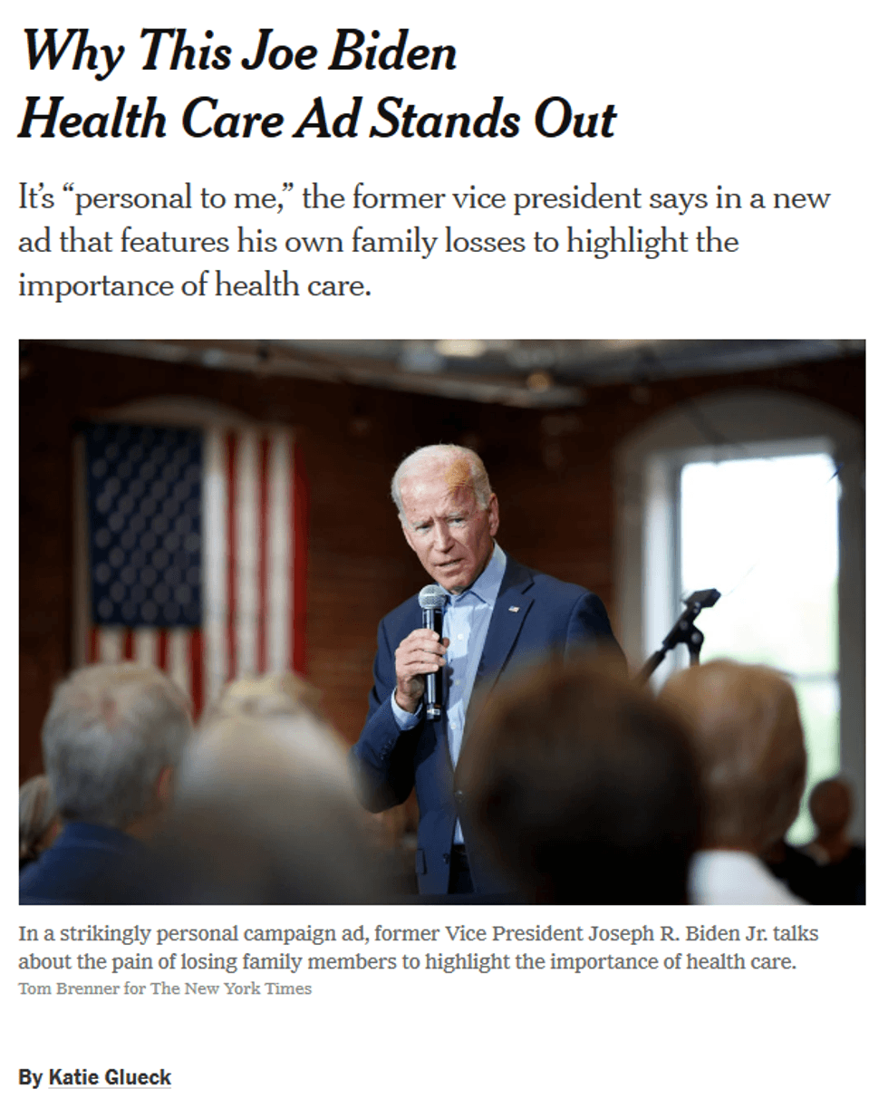 The New York Times (8/27/19) says Biden's ad
