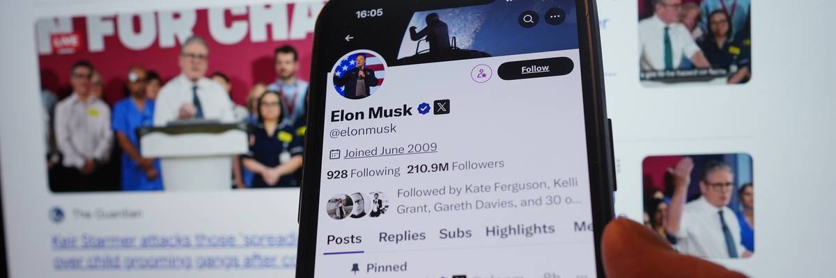 The official account of Elon Musk on the social media app X