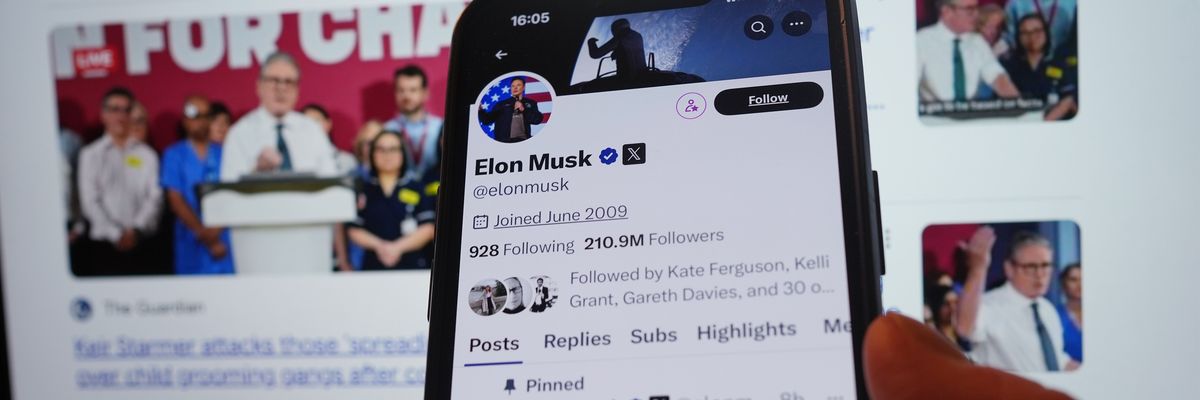 The official account of Elon Musk on the social media app X