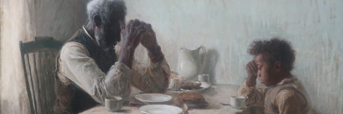 The painting "The Thankful Poor"