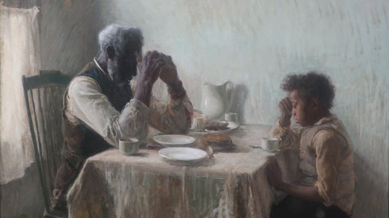The painting "The Thankful Poor"