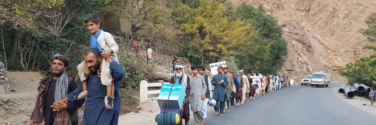 The People's Peace Movement ( PPM ) walking barefoot