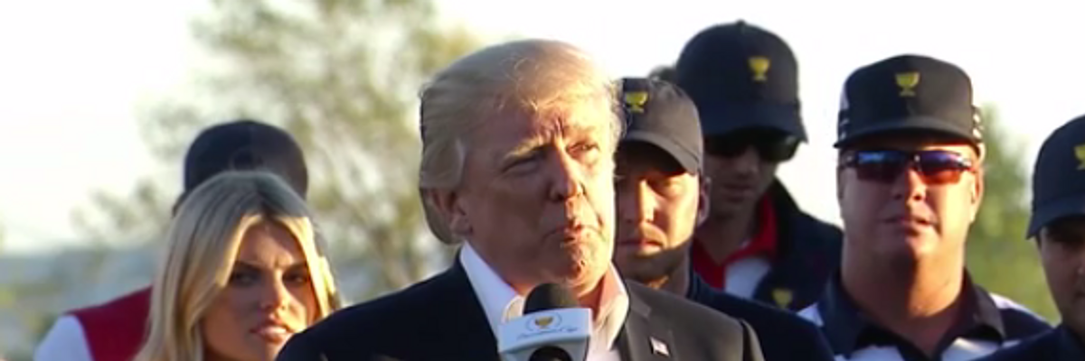 "You Don't Give a Shit About Puerto Rico": Trump Heckled at Golf Event