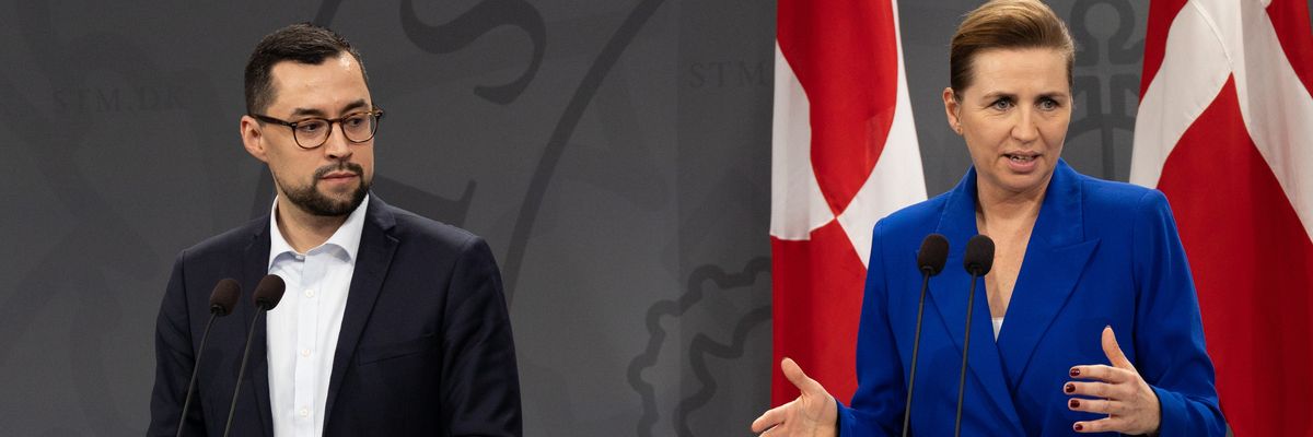 The Prime Minister of Denmark, Mette Frederiksen (right), and the Chairman of the Greenlandic government, Múte Bourup Egede (left)