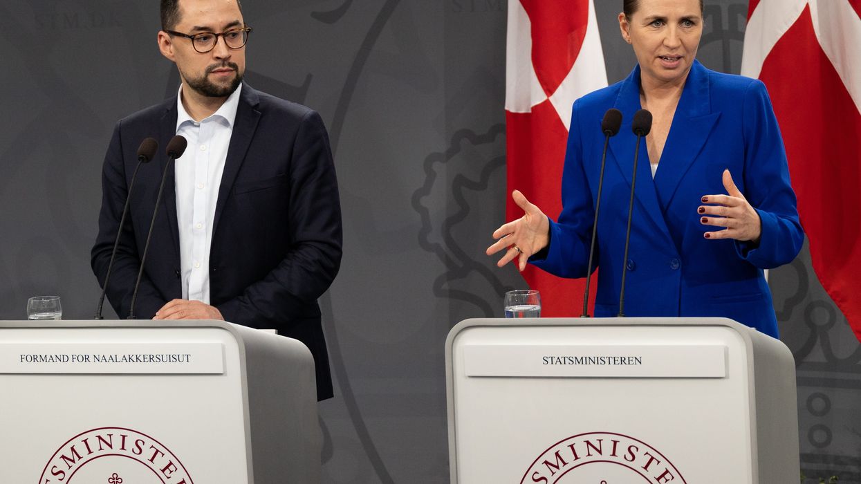 The Prime Minister of Denmark, Mette Frederiksen (right), and the Chairman of the Greenlandic government, Múte Bourup Egede (left)