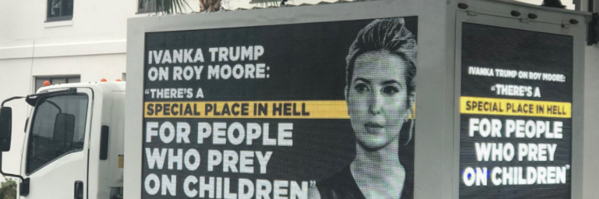 Using Ivanka Trump's Own Words Against Her Father's Cause, Resistance Group Protests Pro-Moore Rally