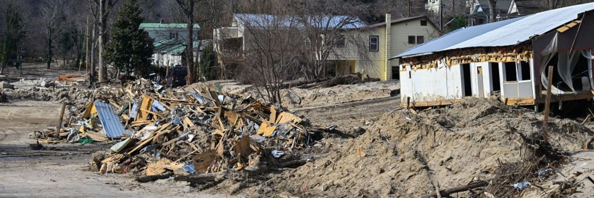 The remnants of buildings in Chimney Rock, North Carolina