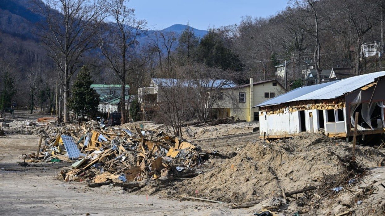 The remnants of buildings in Chimney Rock, North Carolina