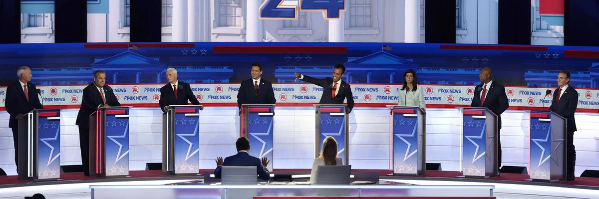 The Republican presidential candidates line up on state.