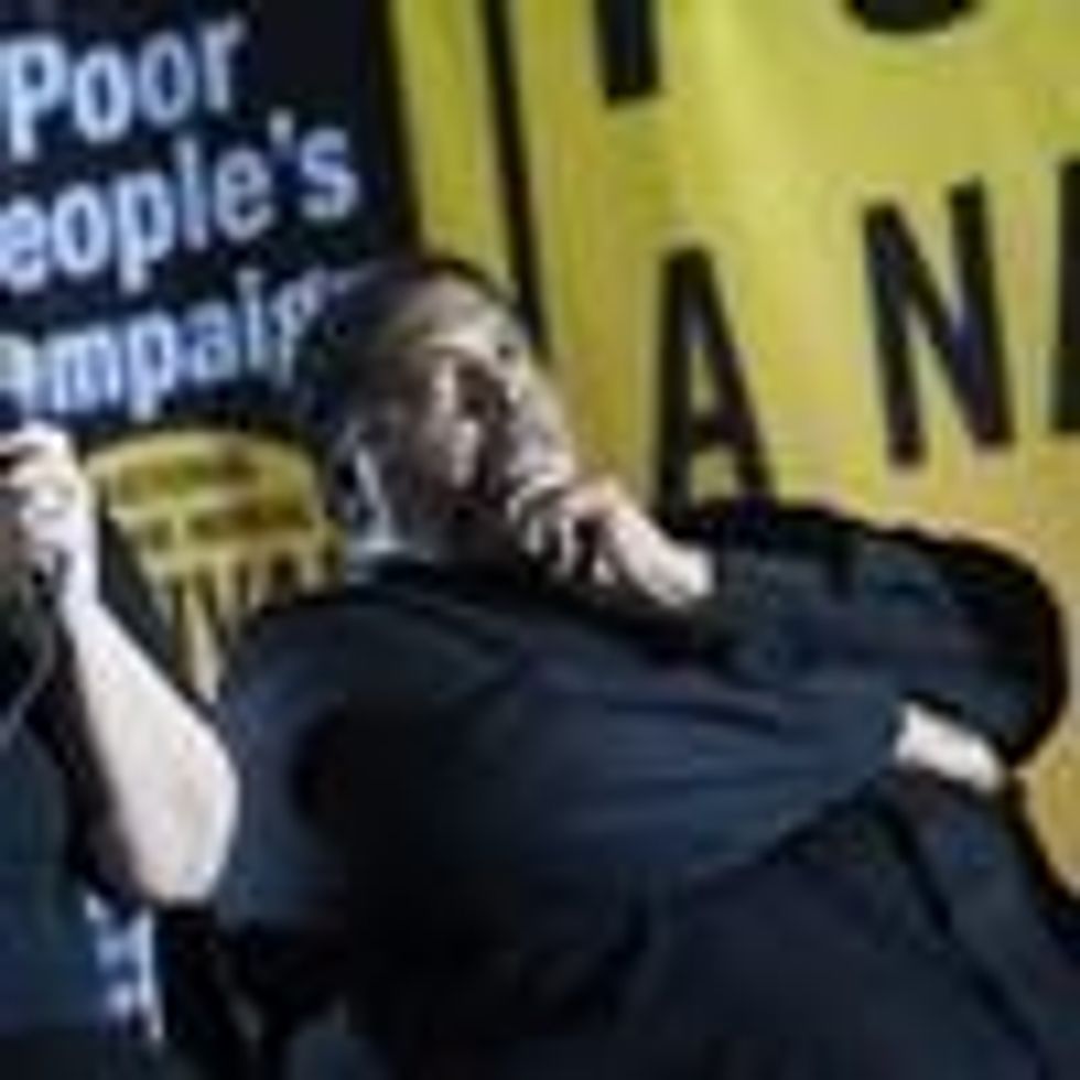 The Rev. Drs. Liz Theoharis and William Barber appeared on stage at the Poor People's Moral Action Congress forum for presidential candidates at Trinity Washington University on June 17, 2019.