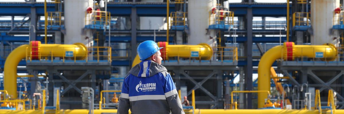 The starting point of the Nord Stream 2 gas pipeline is seen in Leningrad, Russia on July 27, 2021.