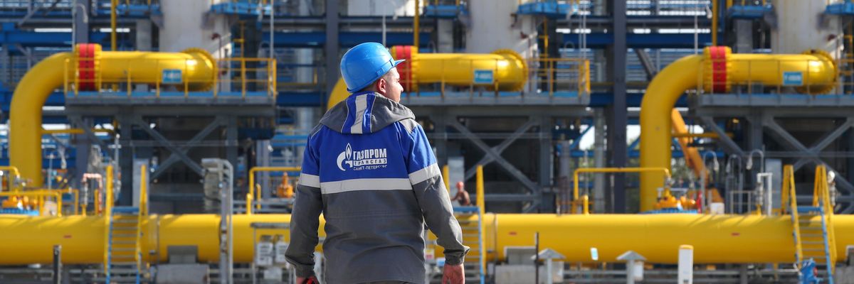 The starting point of the Nord Stream 2 gas pipeline is seen in Leningrad, Russia