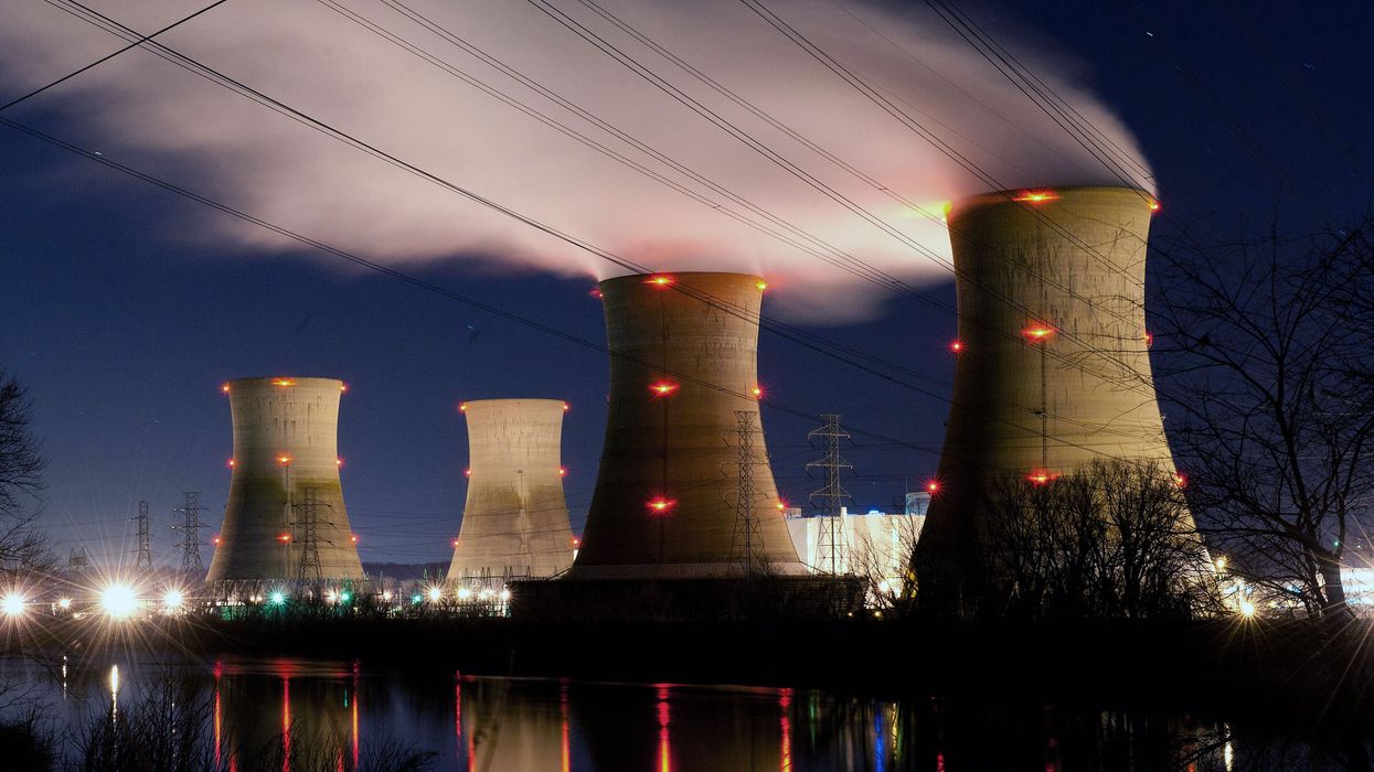 The Three Mile Island nuclear plant operates before dawn on March 28, 2011 in Middletown, Pennsylvania.