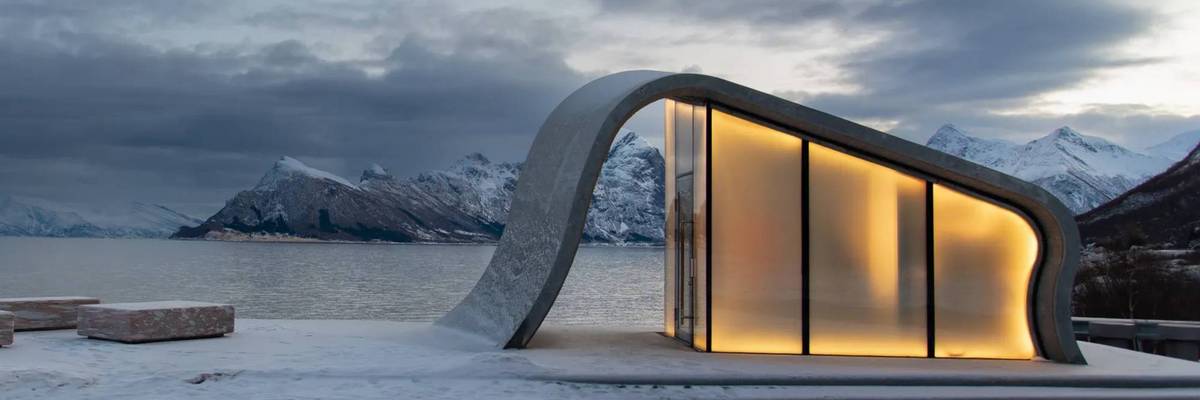 The Ureddplassen loo on the coast of Helgelan, hailed as the most scenic restroom in the world.