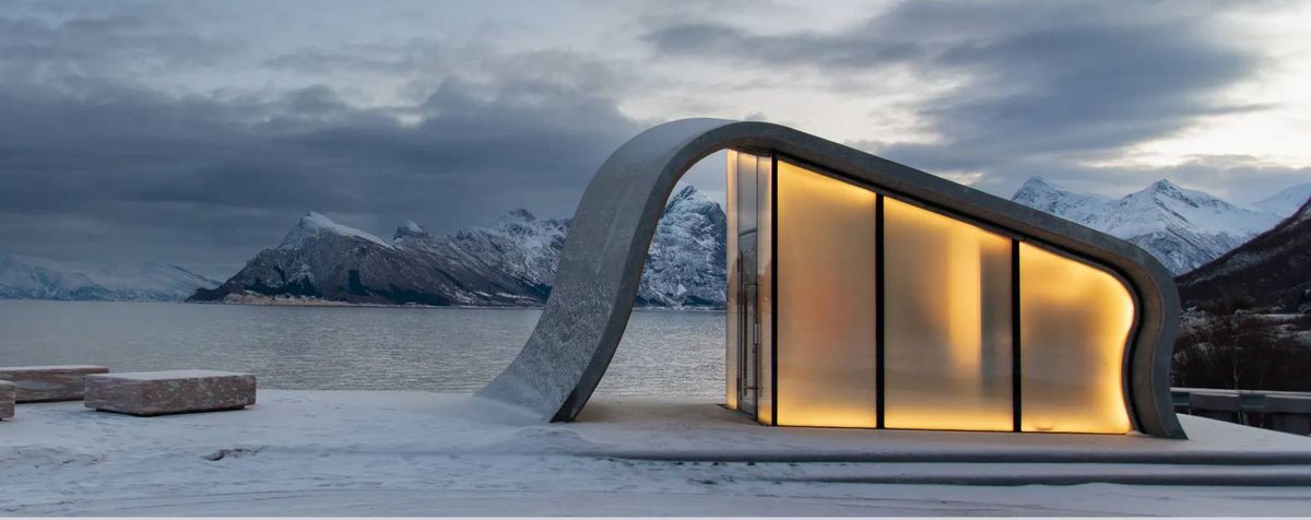 The Ureddplassen loo on the coast of Helgelan, hailed as the most scenic restroom in the world.