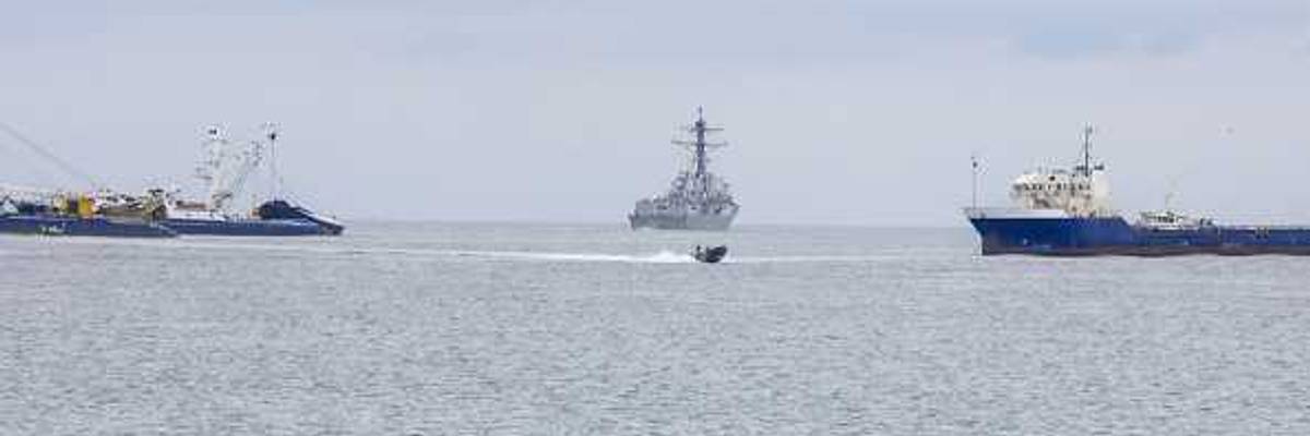 The USS Sampson, a US Navy missile destroyer