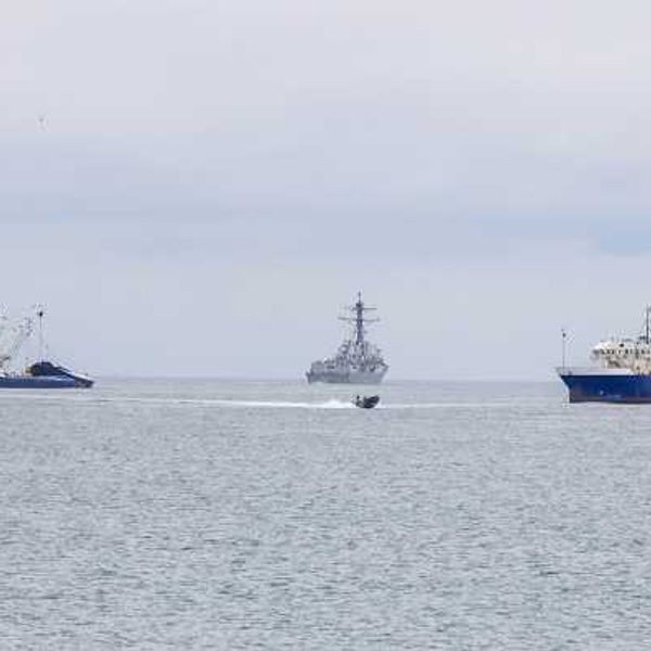 The USS Sampson, a US Navy missile destroyer