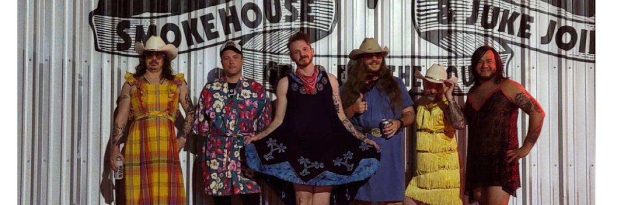 The Vandoliers wear dresses at a Tennessee show to protest that state's new anti-drag bill. 