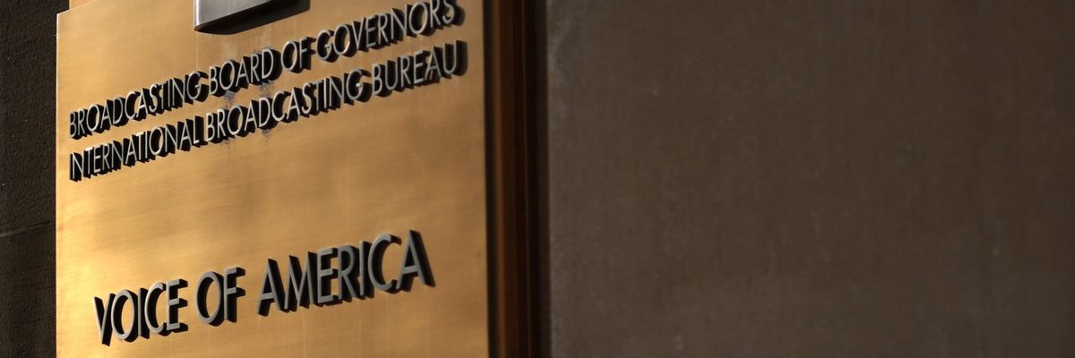 ​The Voice of America (VOA) sign