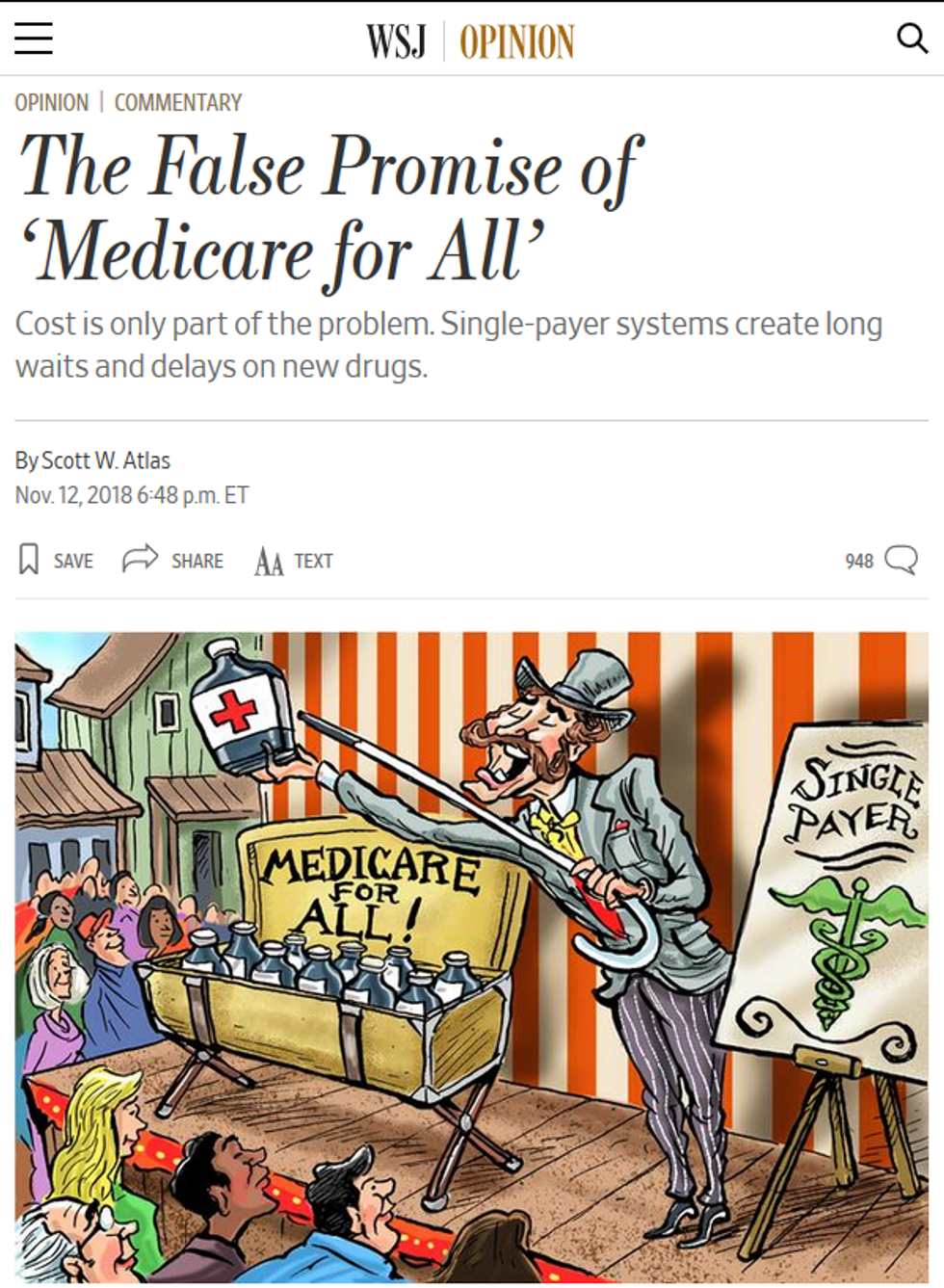 The Wall Street Journal (11/12/19) called Medicare for All a