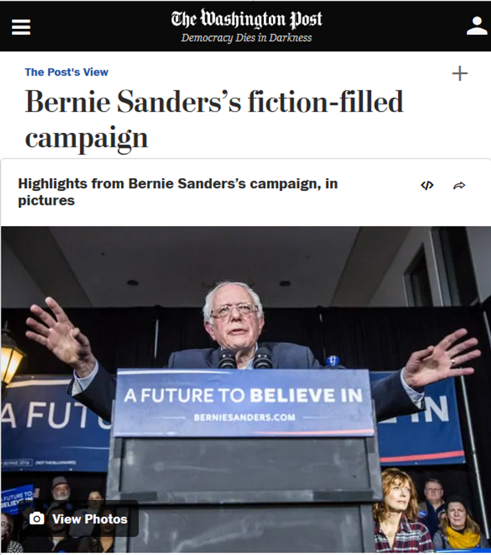 The Washington Post (1/27/16) began its rebuttal to Bernie Sanders'
