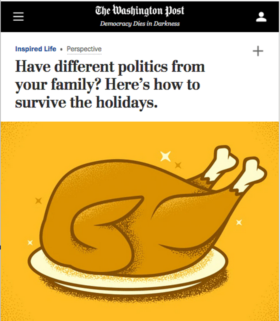The Washington Post (11/25/19) presents the holiday dinner table as