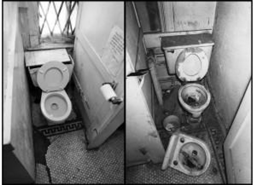 The WRL bathroom in 2016 (left) verses 1969 (right). (WNV / Ed Hedemann and David McReynolds)