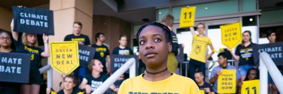 The youth-led Sunrise Movement launched a campaign earlier this month to urge the Democratic Party to hold a 2020 presidential primary debate about the climate crisis. (Photo: Sunrise Movement/Twitter)