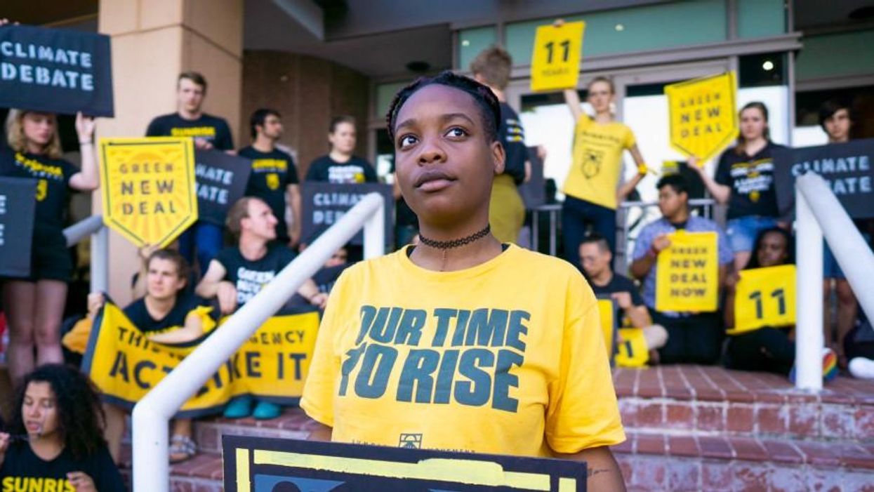 The youth-led Sunrise Movement launched a campaign earlier this month to urge the Democratic Party to hold a 2020 presidential primary debate about the climate crisis. (Photo: Sunrise Movement/Twitter)