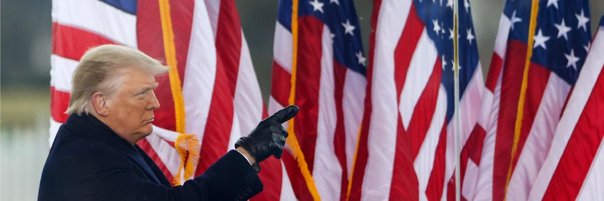 Then-President Donald Trump addresses his supporters