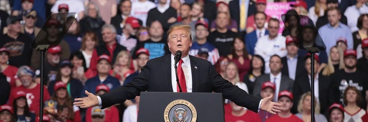 Then-President Donald Trump speaks to supporters