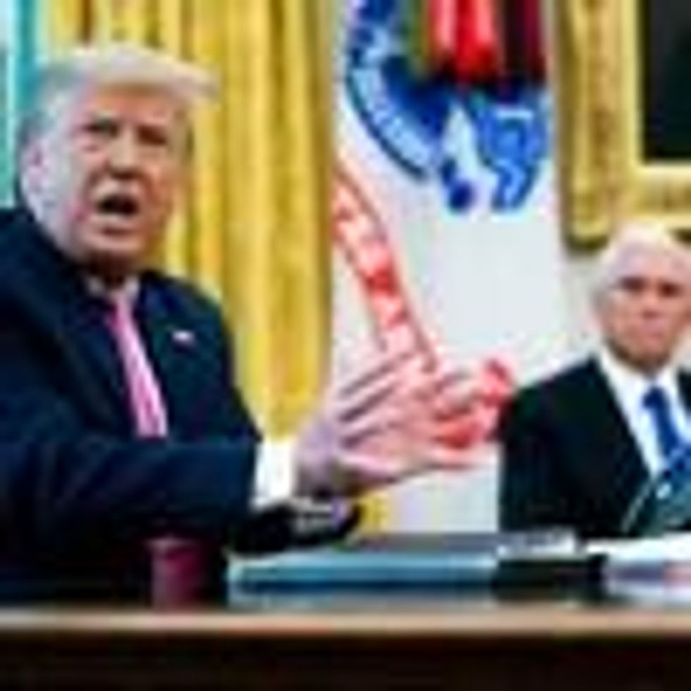 Then-President Donald Trump spoke to reporters from the Oval Office