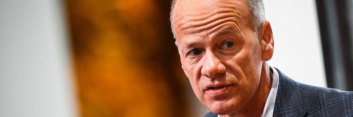 Then-Silicon Valley Bank CEO Greg Becker speaks at a conference