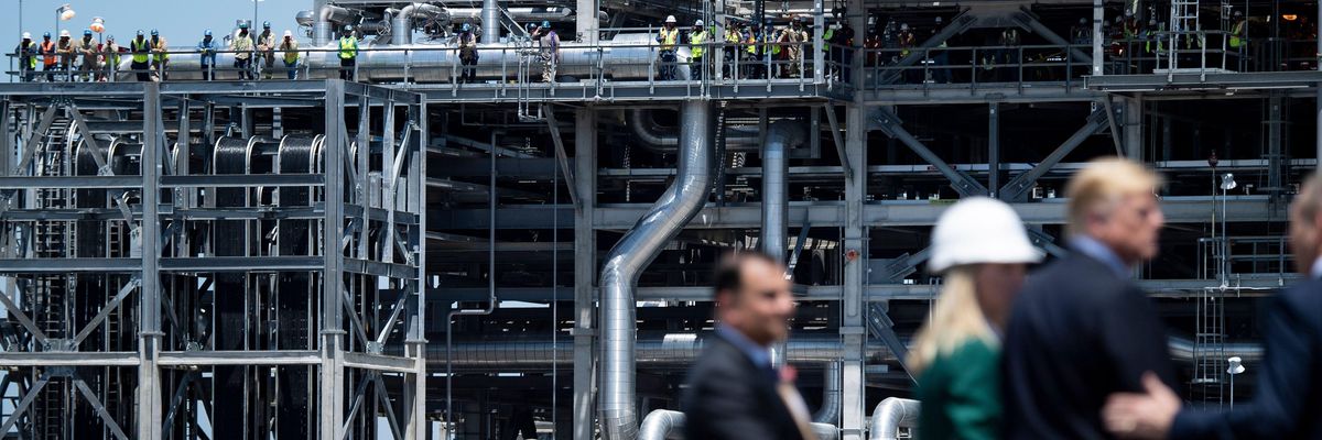 Then-U.S. President Donald Trump toured the Cameron LNG Export Facility on May 14, 2019 in Hackberry, Louisiana.