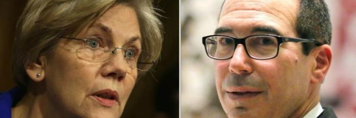 'Orwellian' and 'Bizarre': Warren Skewers Mnuchin for Doublespeak on Breaking Up Banks