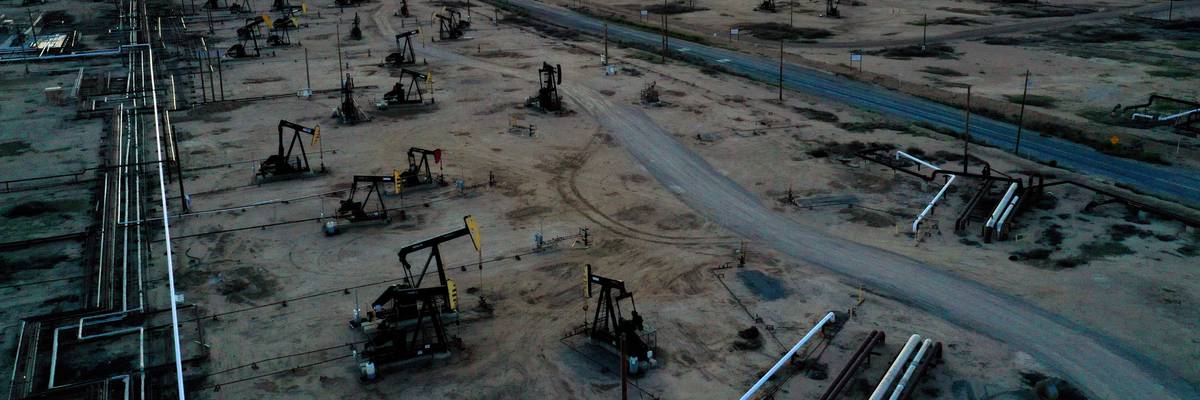 There are over 1,100 oil-producing wells in the McKittrick oil field, just north of the town of McKittrick, California.