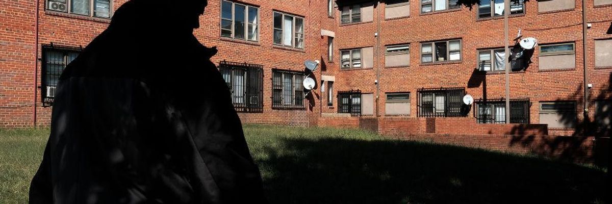 There are several boarded-up apartments in the Lincoln Heights area of Washington, D.C. on September 23, 2022.