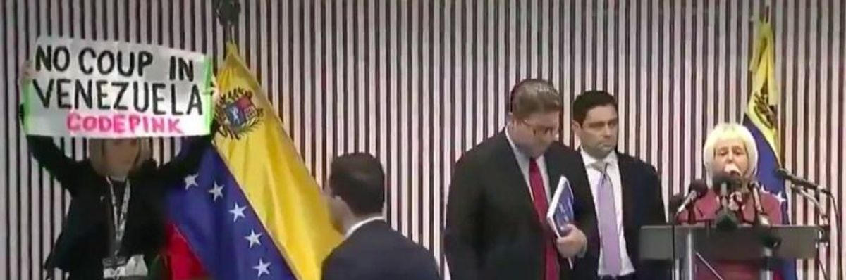 'Willing Pawns in Trump-Orchestrated Coup': CODEPINK Disrupts Venezuela's Illegitimate 'US Ambassador'