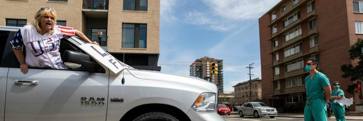 'Heroes': Healthcare Workers Stand in Street to Block Right-Wing Protest Against Colorado Stay-at-Home Order
