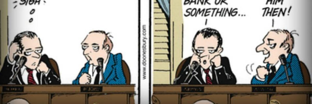 Corporate Media Still Waiting for Trump to Knock Over a Bank