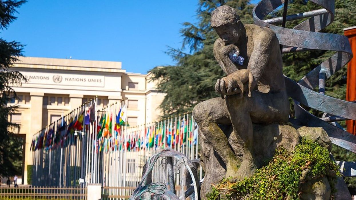 Thinker's Burden sculpture in Geneva