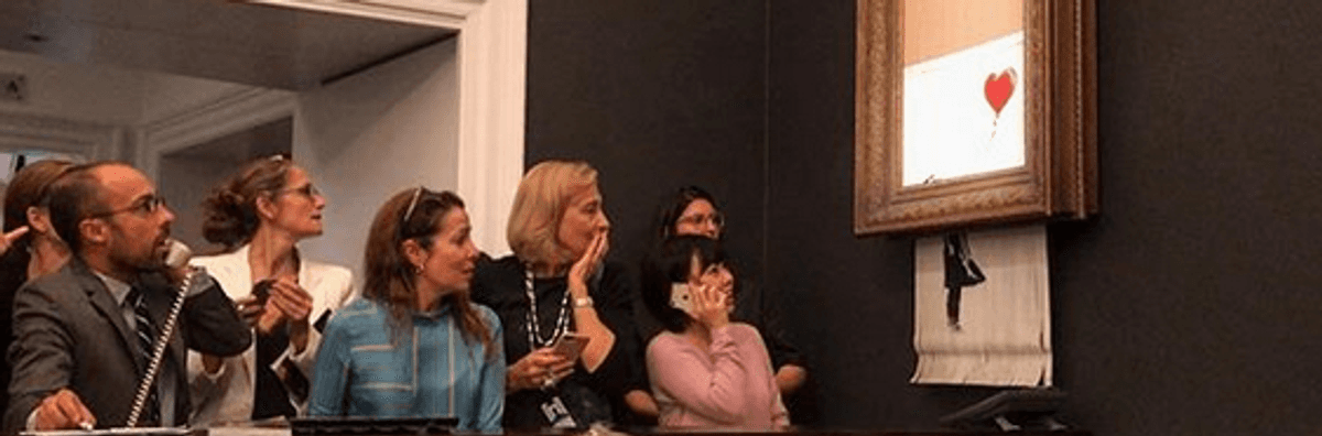 'Going, Going, Gone...': Banksy Shreds the Richest 1% With Self-Destructing $1.4 Million Piece of Art