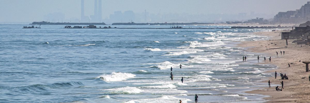 This picture taken on May 16, 2024 shows the temporary U.S.-built Trident Pier