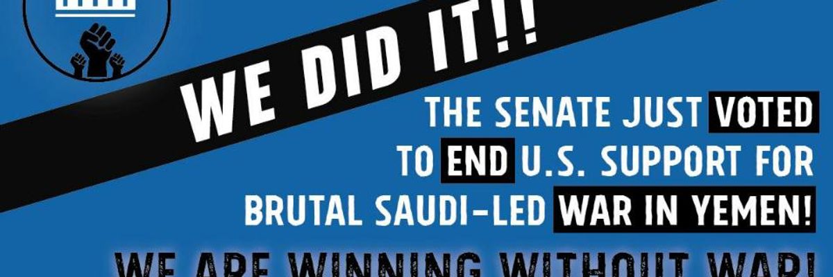 'This Is Historic': US Senate Passes War Powers Resolution to End Complicity in World's Worst Humanitarian Crisis